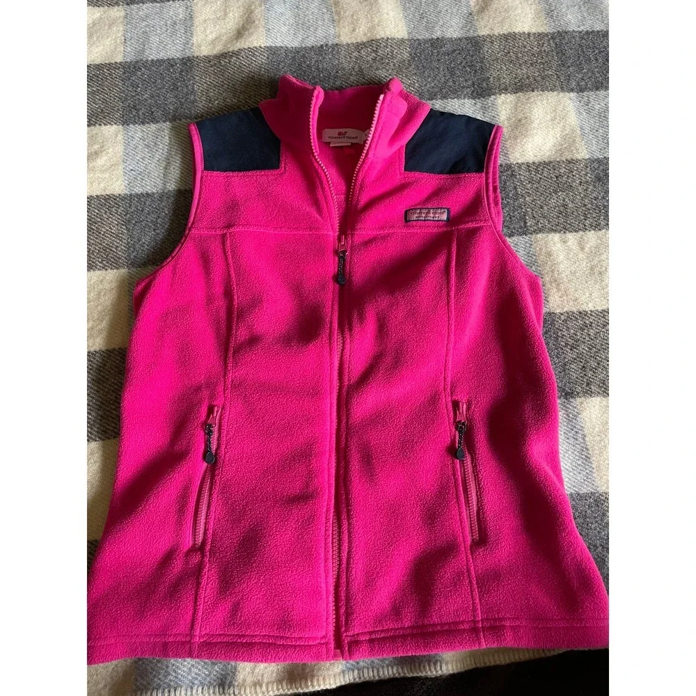 Vineyard Vines Hot Pink Fleece Vest - Picture 1 of 4